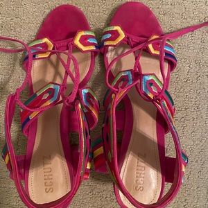 Schutz multi colored heeled sandals